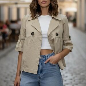 Mieko Mellucci Stylish Tan Women's Baby doll Jacket no size tag best fit S